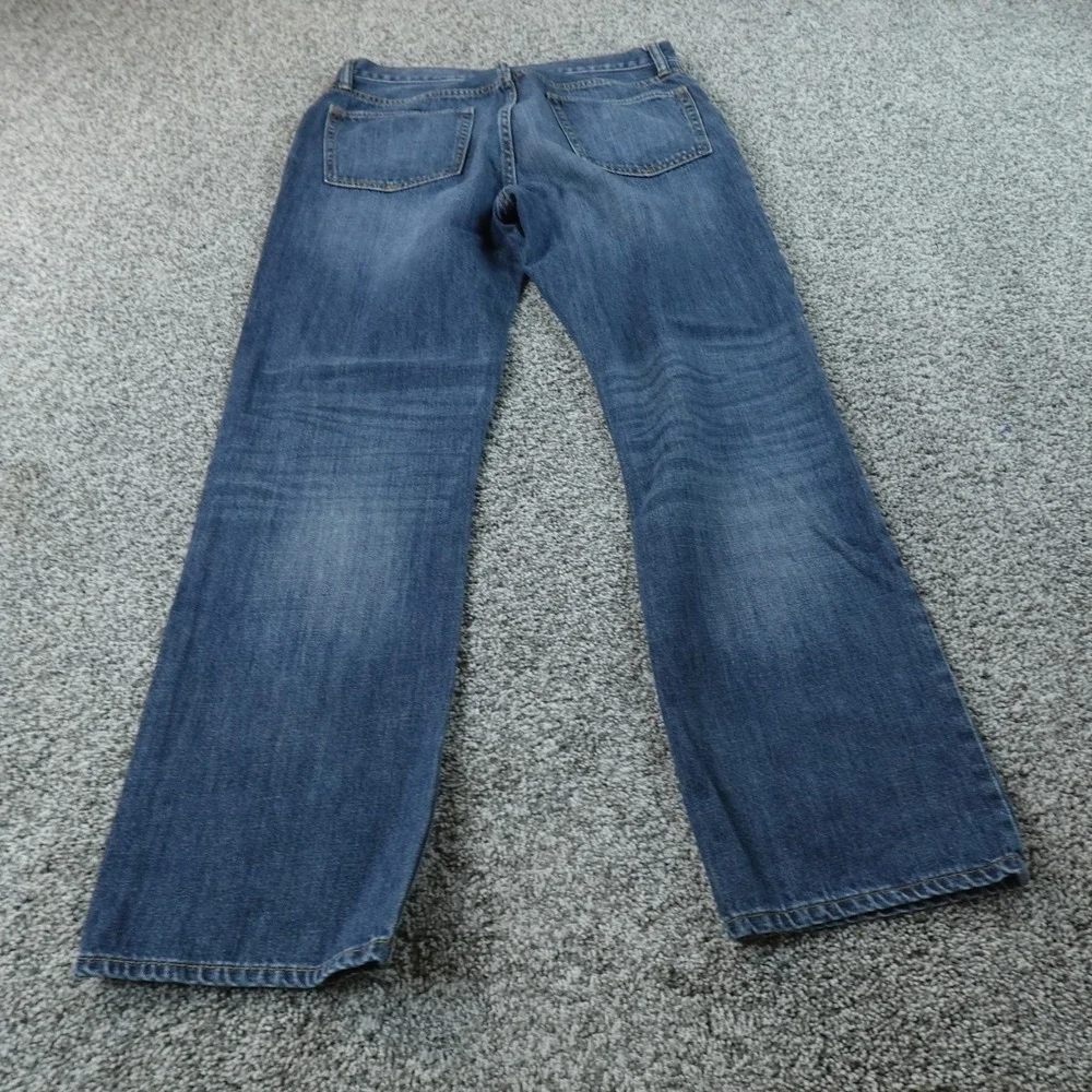 Gap Jeans Mens 32X32 Dark Blue Denim Pants 1969 Standard Straight Faded Whisker